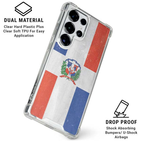 Dominican Republic Flag Distressed Galaxy S25 Ultra Clear Case